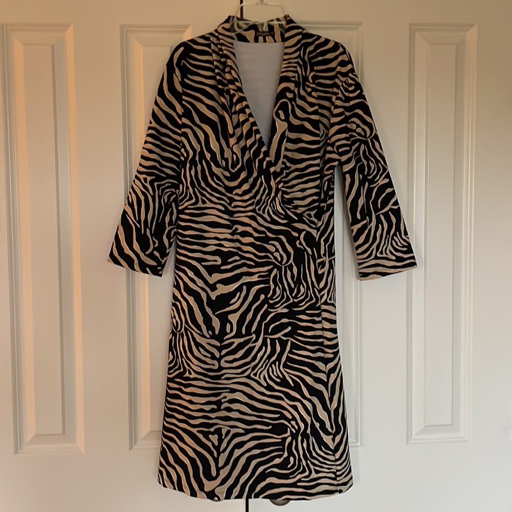 J.McLaughlin Catalina Cloth Faux Wrap Animal Print Dress Large